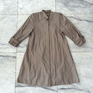 80s Vintage Fleet Street Jacket Overcoat Beige Long Shoulder Pads Belt Womens 12